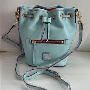 NWT - Dooney & Bourke Pale Blue Drawstring Crossbody Bag